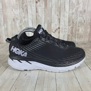 Hoka Clifton 5 Womens Running Shoes Sneakers Black White Size US 9